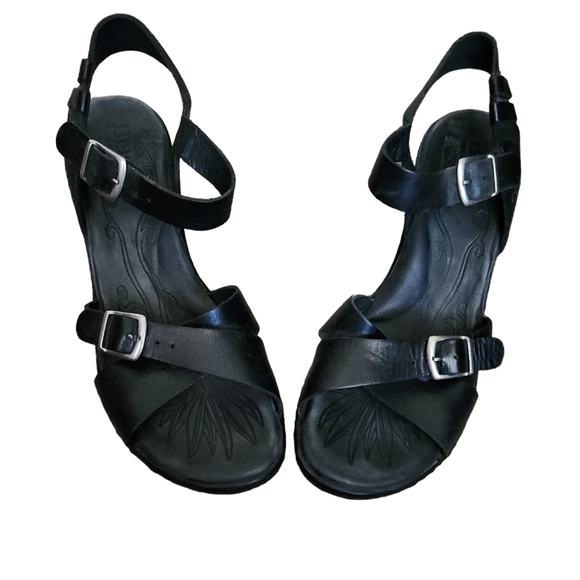 Born Shoes - Born Leather Black heeled sandals